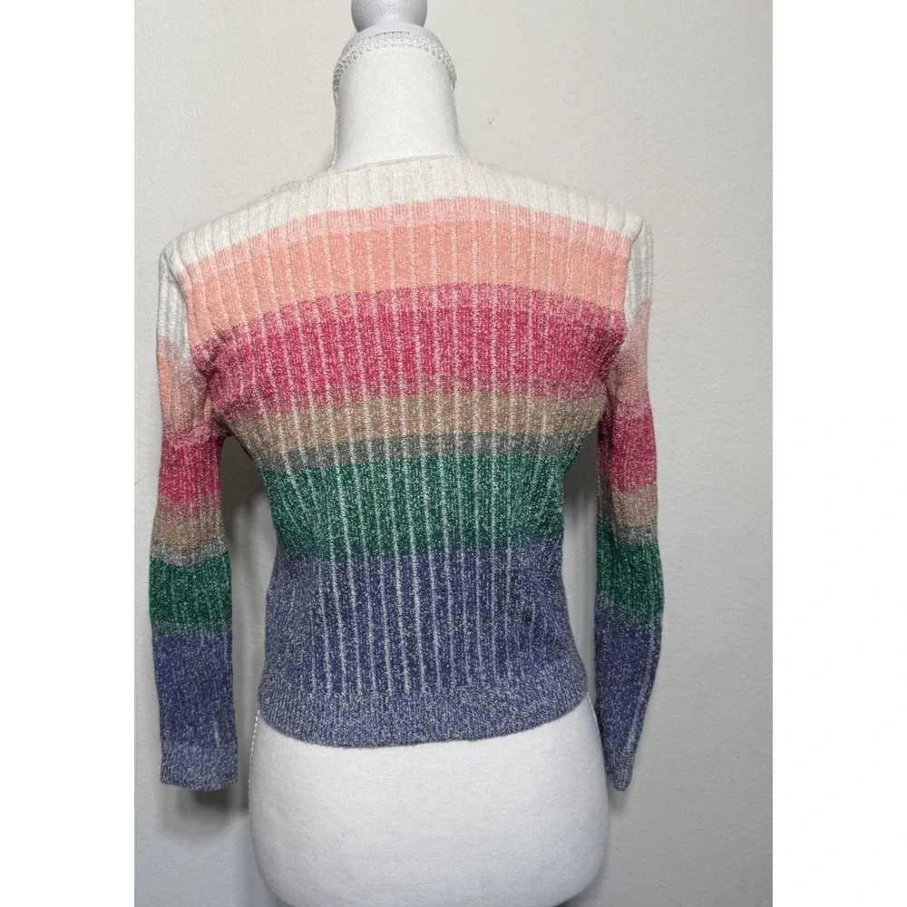Free People Trouble Maker Cardi Rainbow Sweater Fairy Cardigan Front Tie‎ XS